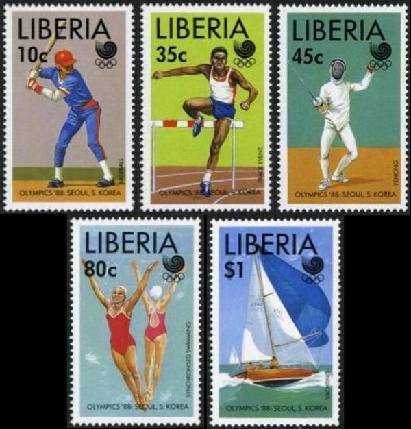 Liberia 1988 Summer Olympics, Seoul Stamp Set Liberia 1988 Summer Olympics, Seoul Stamp Set